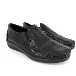 SAS Dream Snake Textured Black Slip On Loafers Size 8.5W T Comfort Shoes